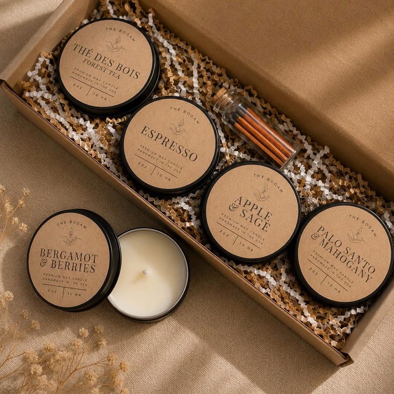 4-Candle Sampler Gift Set with Matches | Choose Four Signature