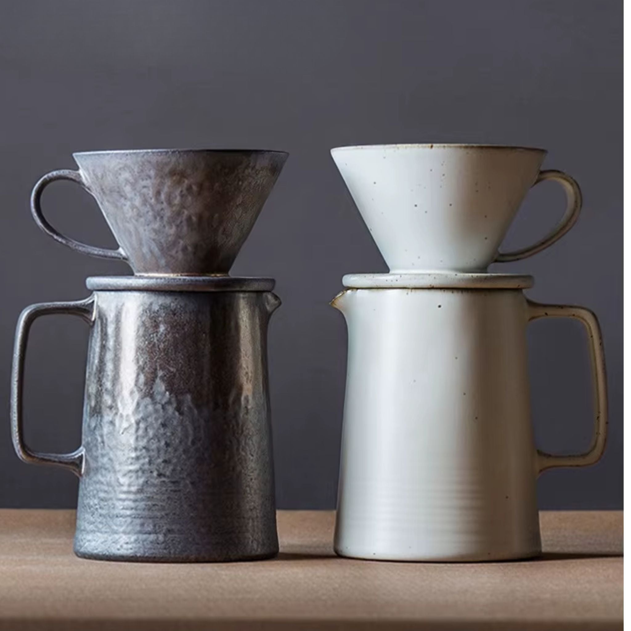 Rustic Stoneware Coffee Brewer & Carafe – Slow-Brew Morning Set