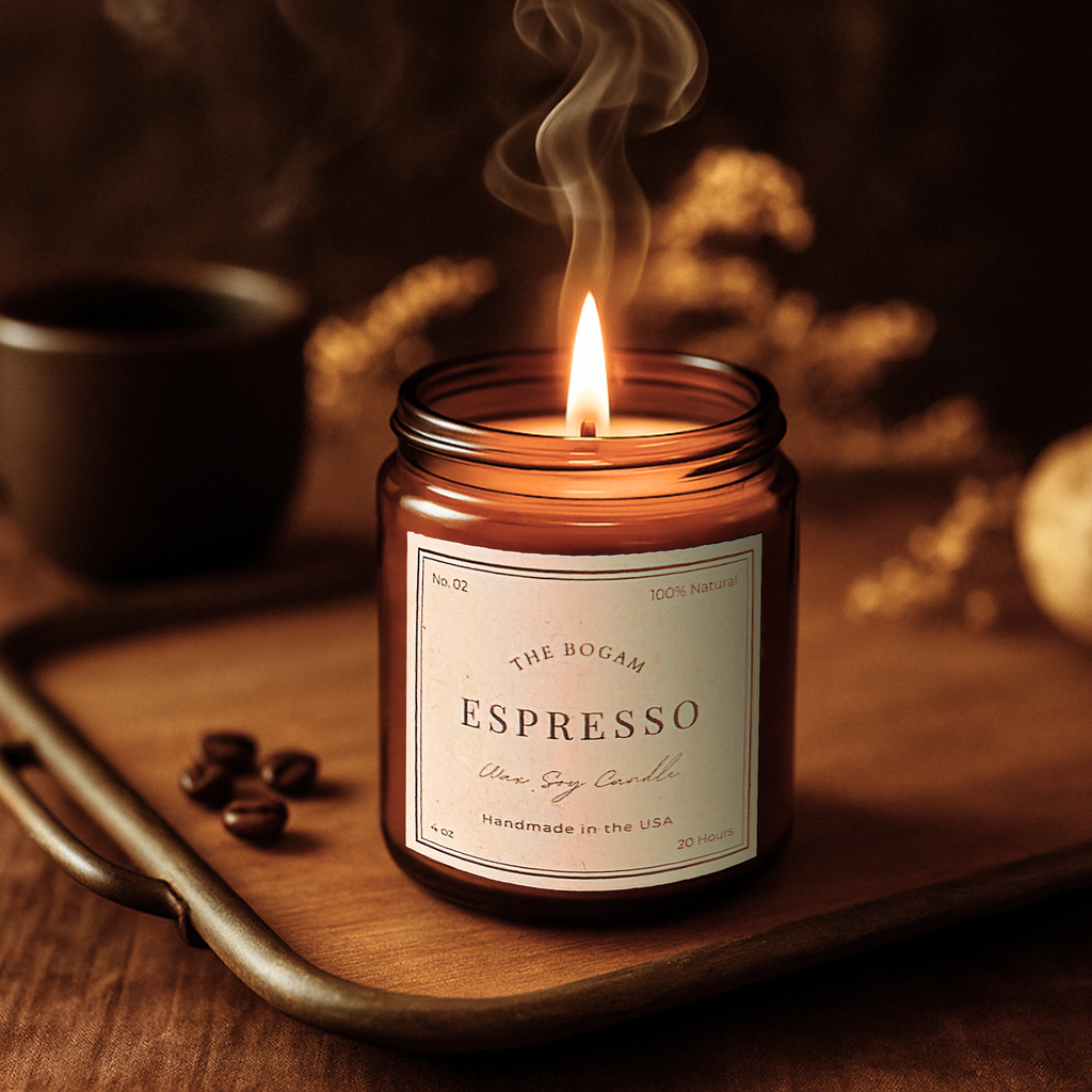 Espresso Candle | 100% Soy Wax Candle in Amber Jar | Housewarming Gift