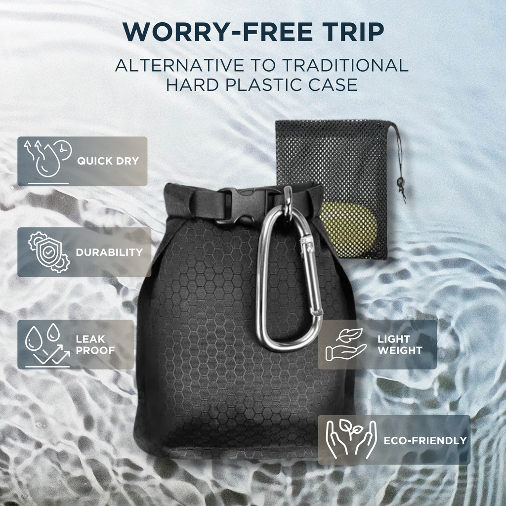Waterproof Soap Travel Bag/Quick-Dry case with Carabiner, Mesh Pouch - Leakproof Case for Soap Bars, Shampoo Bars, and Conditioner Bars
