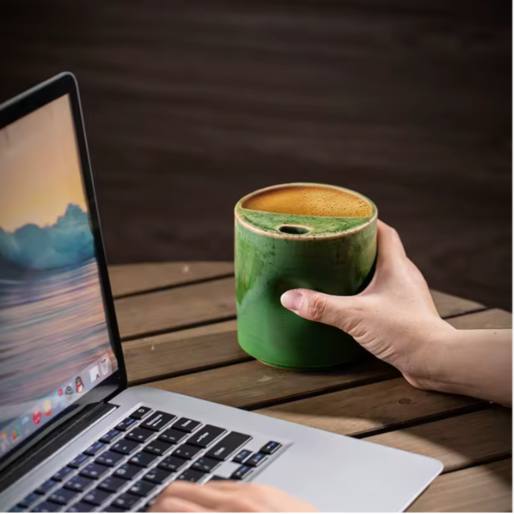 Handcrafted Ceramic Travel Mug with Sip Lid | Minimalist Pottery Tumbler | Handle-Free Artisan Cup | Gift for Coffee, Matcha & Tea Lovers