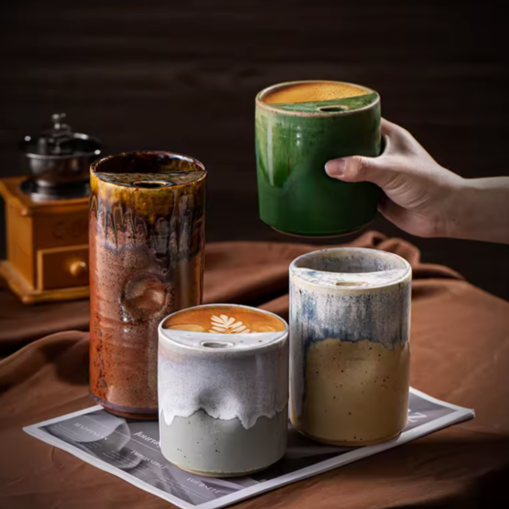 Handcrafted Ceramic Travel Mug with Sip Lid | Minimalist Pottery Tumbler | Handle-Free Artisan Cup | Gift for Coffee, Matcha & Tea Lovers