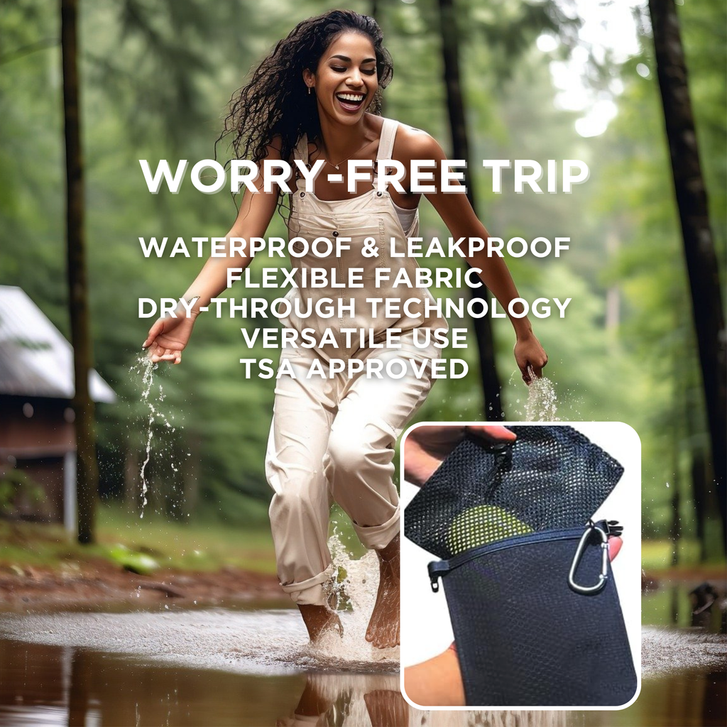 Waterproof Soap Travel Bag/Quick-Dry case with Carabiner, Mesh Pouch - Leakproof Case for Soap Bars, Shampoo Bars, and Conditioner Bars