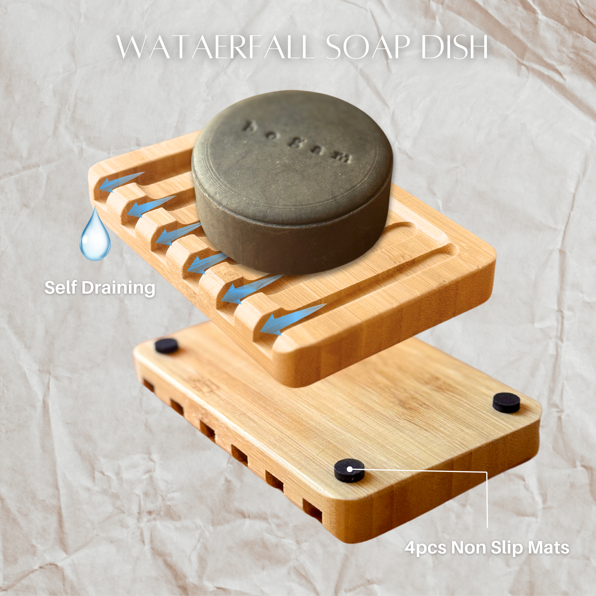 Waterfall Bamboo Bar Soap Holder