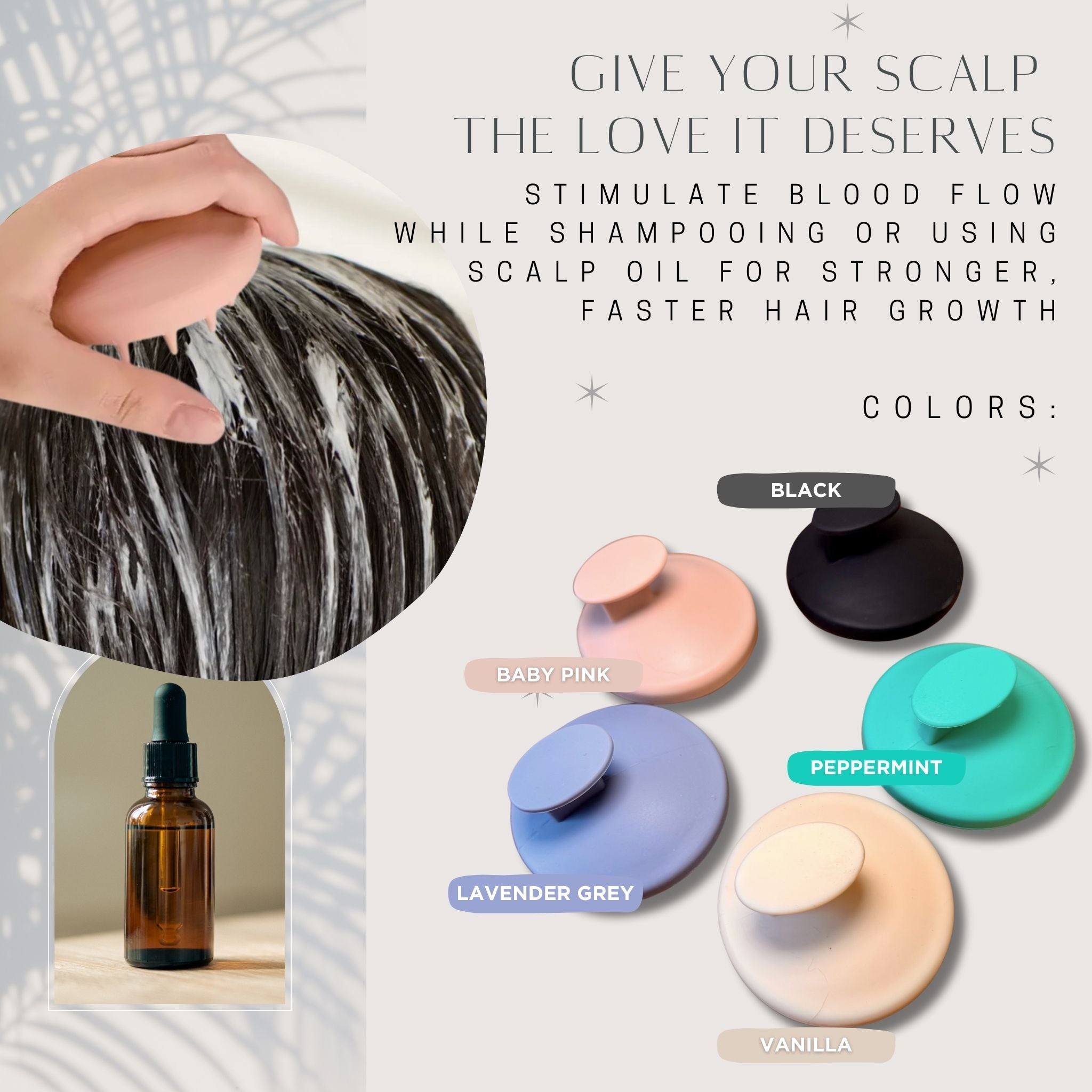 Silicone Scalp Massager Shampoo Brush | Scalp Oil Applicator for Hair Growth | Dandruff Removal