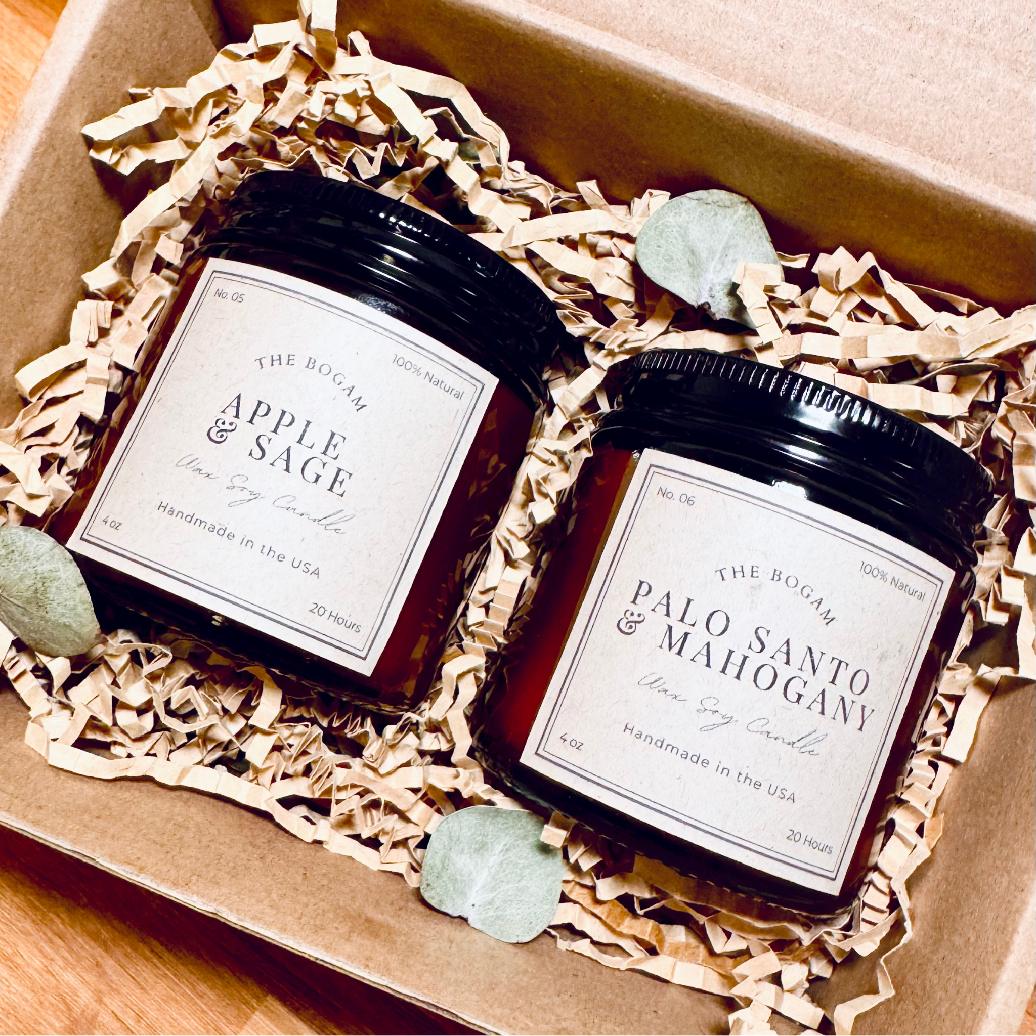 Apple & Sage Candle | 100% Soy Wax Candle in Amber Jar | Housewarming Gift