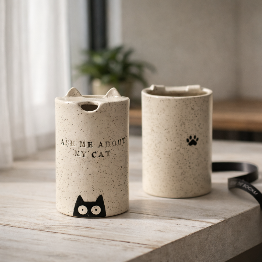 Pet Travel Mug 12oz | Kitty Mug | Doggy Mug | Minimalist Pottery Tumbler | Handcrafted Mug
