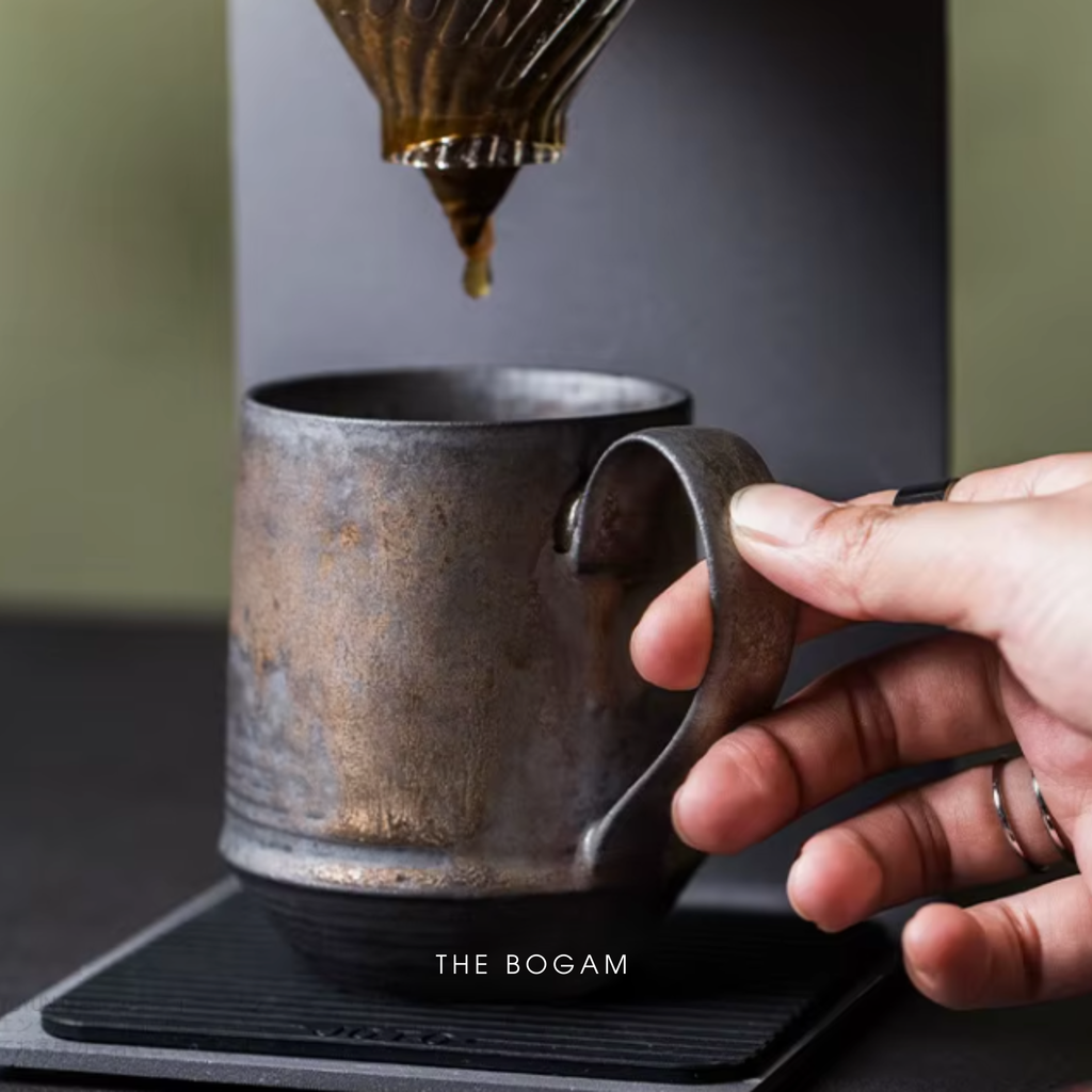 Artisan Iron-Glaze Ceramic Mug – Rustic Charcoal Finish