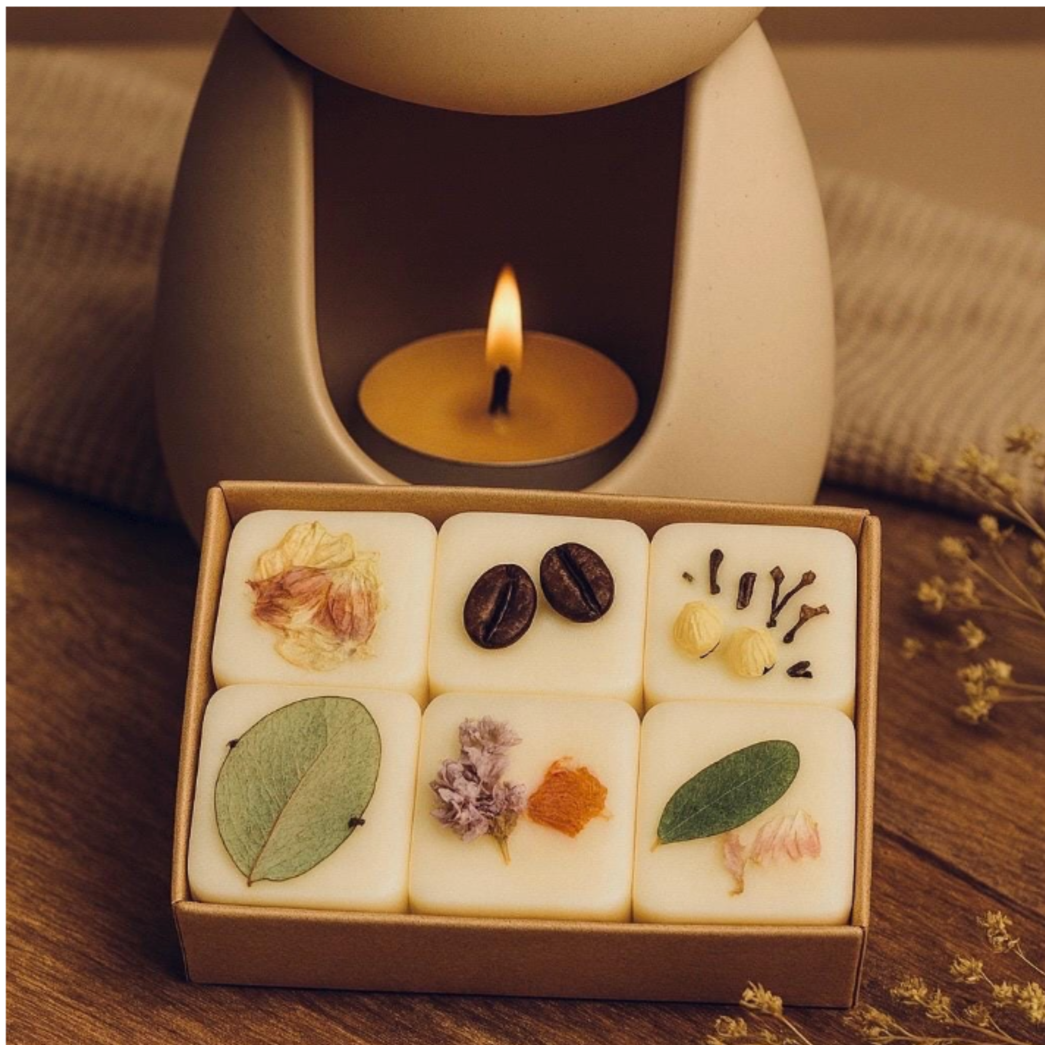 Minimalist Ceramic Oil and Wax Melt Burner | Palo Santo & Sage Stick Holder | Aroma Essential Oil Blend | Oil Warmer for Yoga