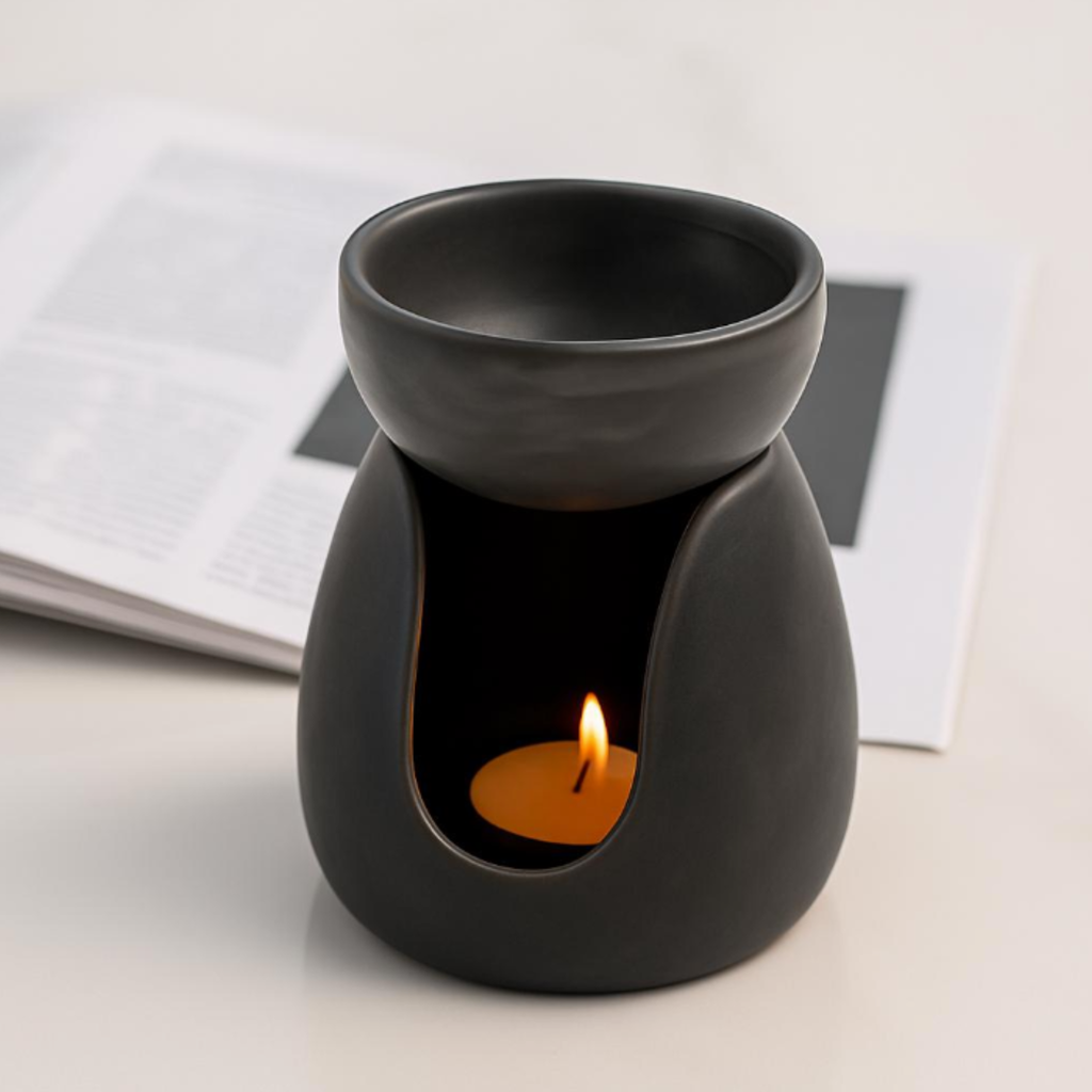 Minimalist Ceramic Oil and Wax Melt Burner | Palo Santo & Sage Stick Holder | Aroma Essential Oil Blend | Oil Warmer for Yoga