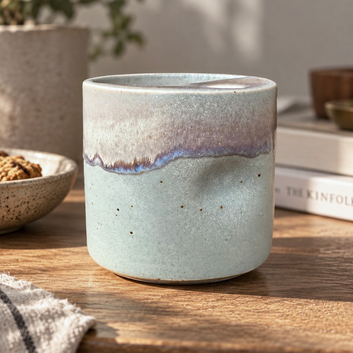 Handcrafted Ceramic Travel Mug with Sip Lid | Minimalist Pottery Tumbler | Handle-Free Artisan Cup | Gift for Coffee, Matcha & Tea Lovers