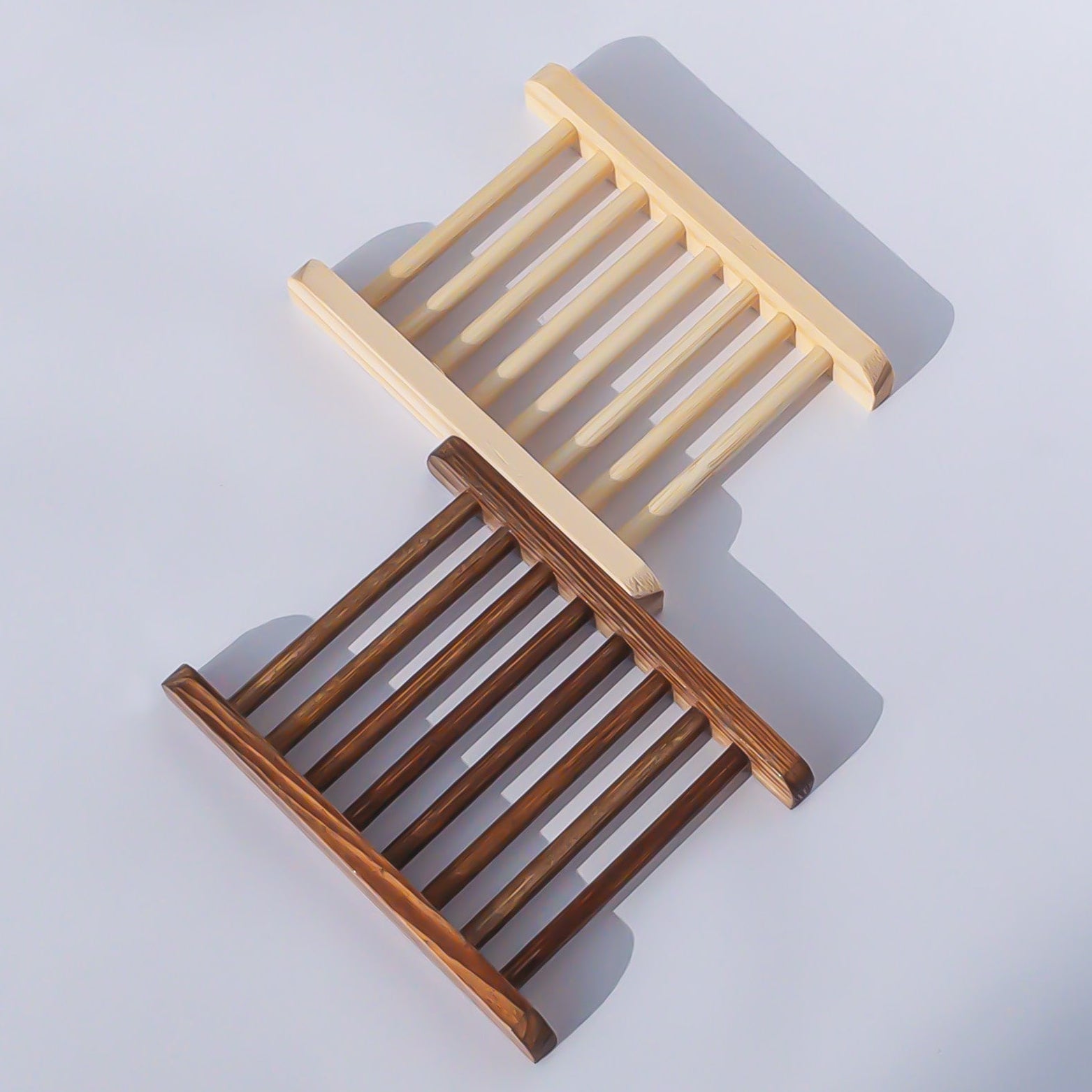 2pcs Set - Stylish Bamboo Wood Bar Soap Holder