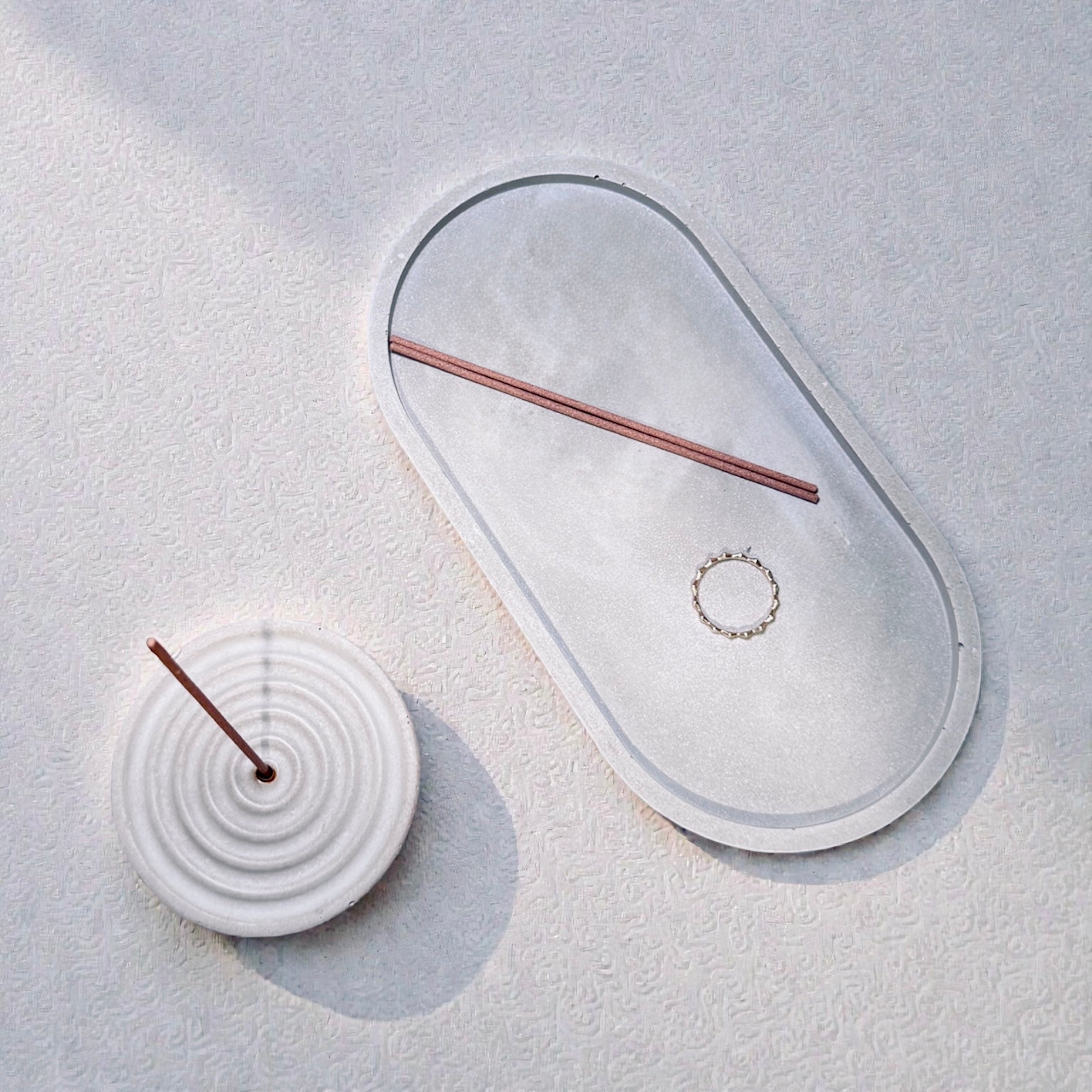 Minimalist Concrete Incense Holder & Multi-Use Tray Set | Handmade Cement Decor | Modern Zen Home Accent