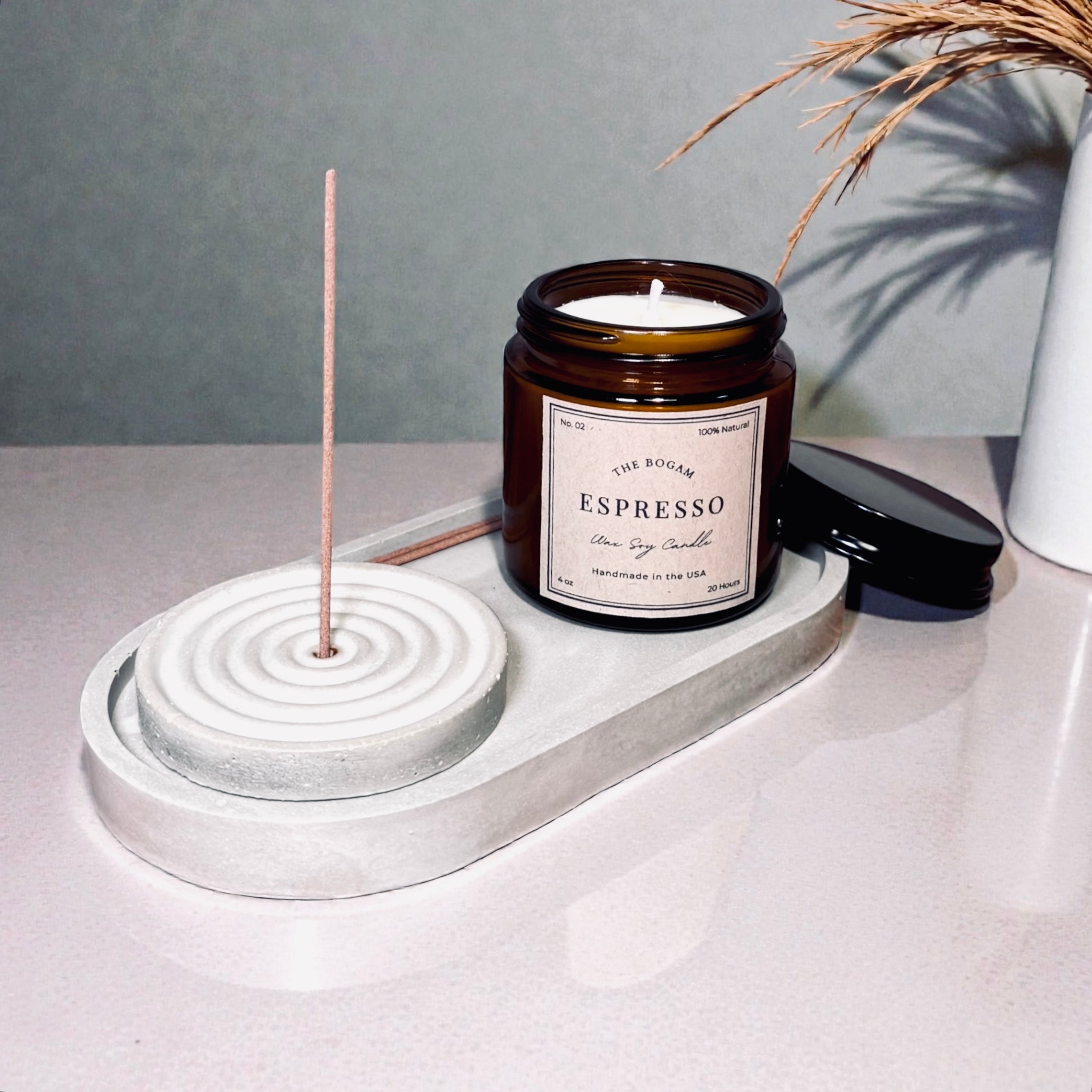 Minimalist Concrete Incense Holder & Multi-Use Tray Set | Handmade Cement Decor | Modern Zen Home Accent