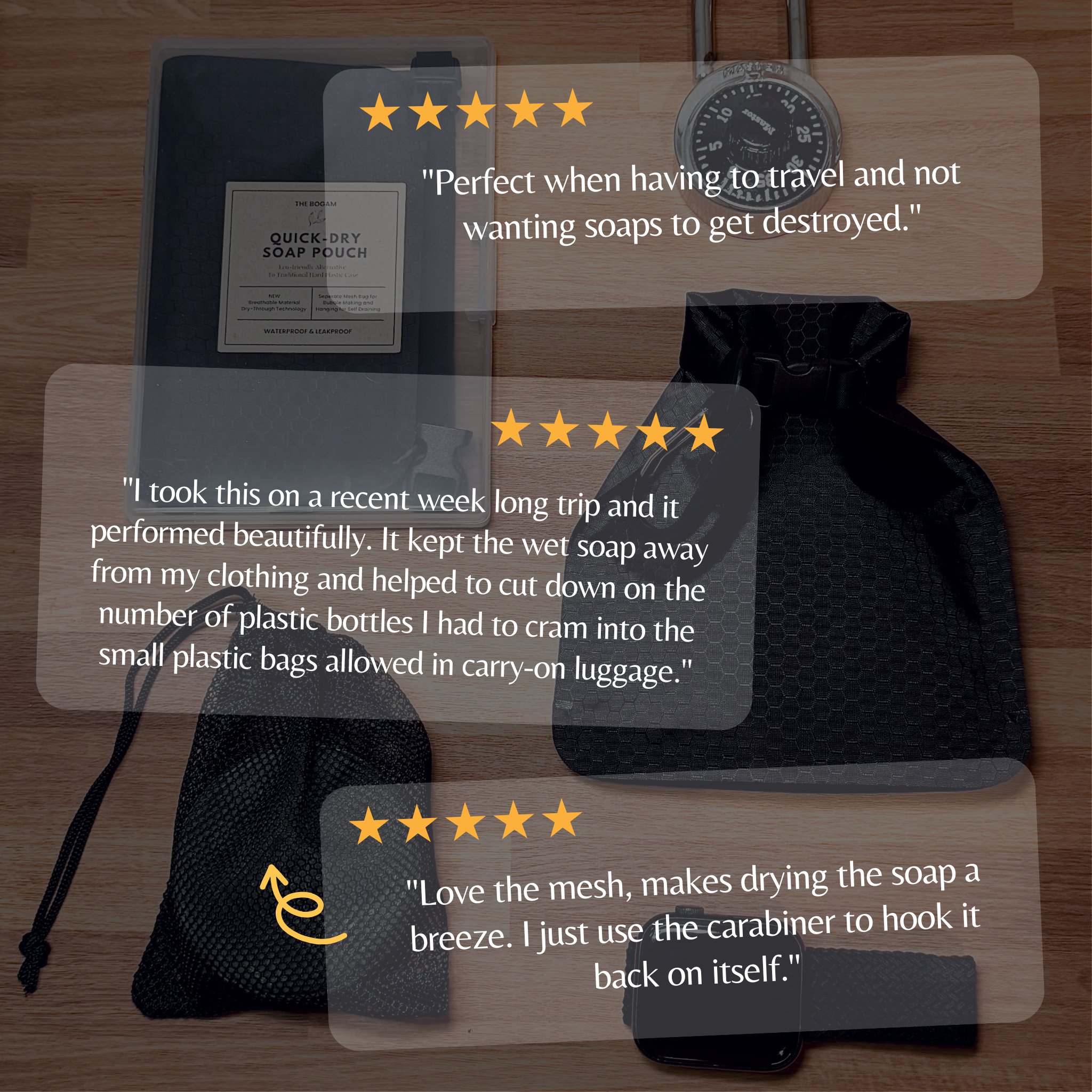 Waterproof Soap Travel Bag/Quick-Dry case with Carabiner, Mesh Pouch - Leakproof Case for Soap Bars, Shampoo Bars, and Conditioner Bars