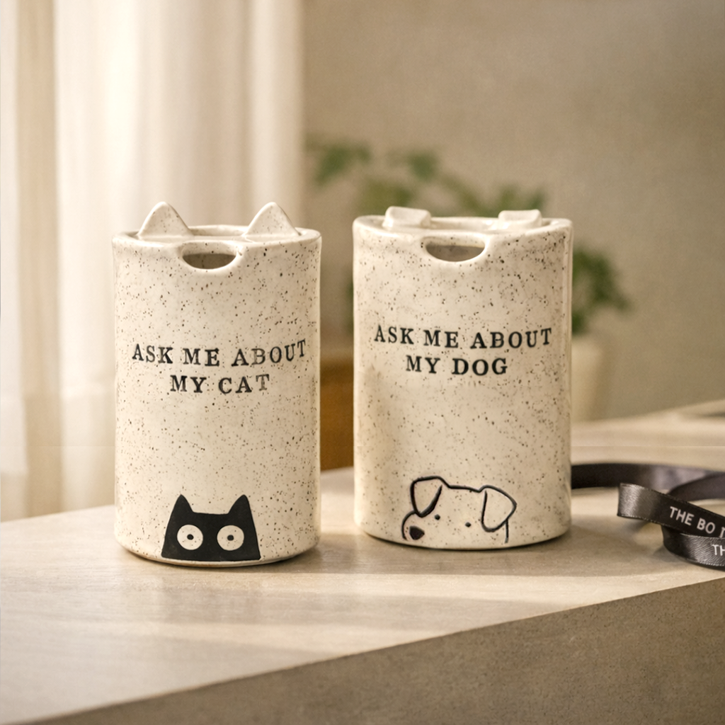 Pet Travel Mug 12oz | Kitty Mug | Doggy Mug | Minimalist Pottery Tumbler | Handcrafted Mug