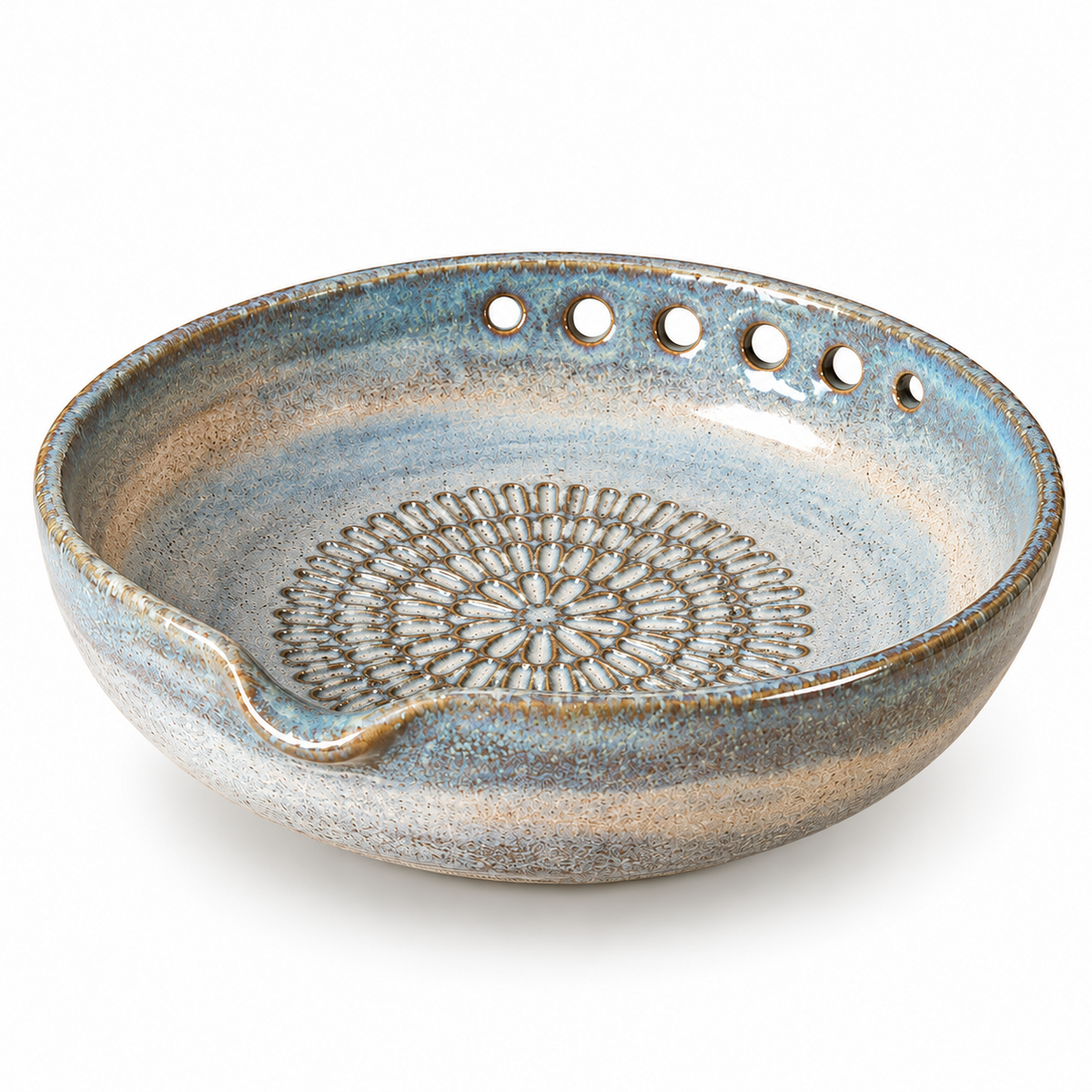 The Bogam handmade 3-in-1 ceramic garlic grater bowl in Sage